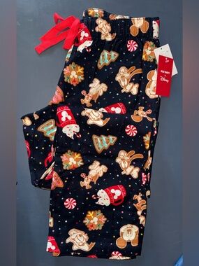 Old Navy Black Holiday Character Pajama flannel Pants with Red Drawstring